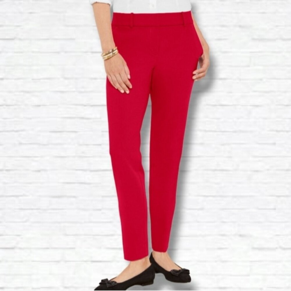 TALBOTS Hampshire Pants Red Pop Ankle Trouser Size 6 NWOT Stretch